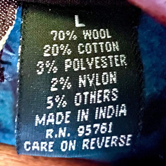 VTG Southwestern Navajo Aztec Wool Blend Jacket Blazer Short Teal Brown Black L - Picture 13 of 14